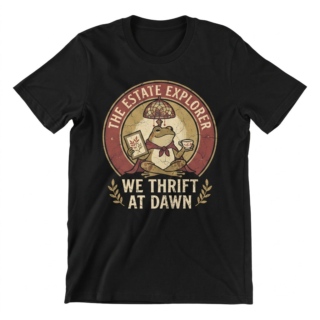 We Thrift At Dawn Frog Collector Meme Vintage Apparel Unisex TShirt