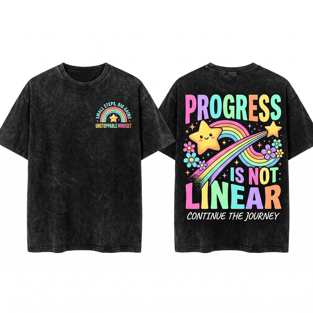 Inspirational Teacher Rainbow Graphic Every Step Forward Matters Positive Growth Mindset Classroom Gift Unisex Wash T-Shirt