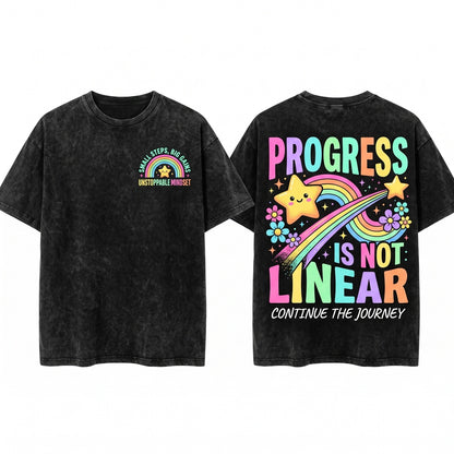Inspirational Teacher Rainbow Graphic Every Step Forward Matters Positive Growth Mindset Classroom Gift Unisex Wash T-Shirt