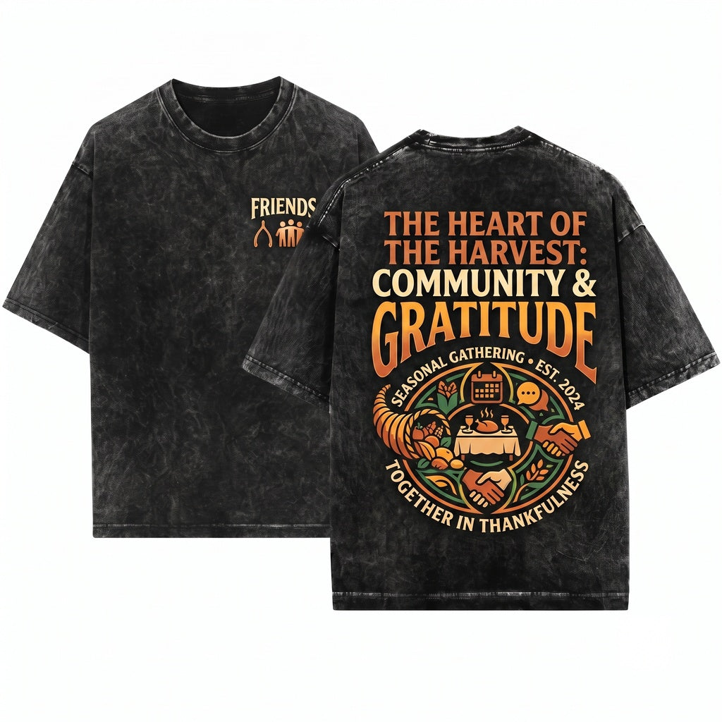Minimal Fall Matching Friendsgiving Thanksgiving Unisex Wash T-Shirt