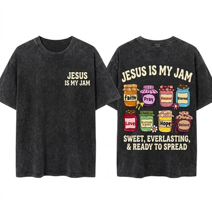 Cute Christian Faith Jar Jesus Is My Jam Inspirational Spiritual Blessings Religious Toddler Unisex Wash T-Shirt