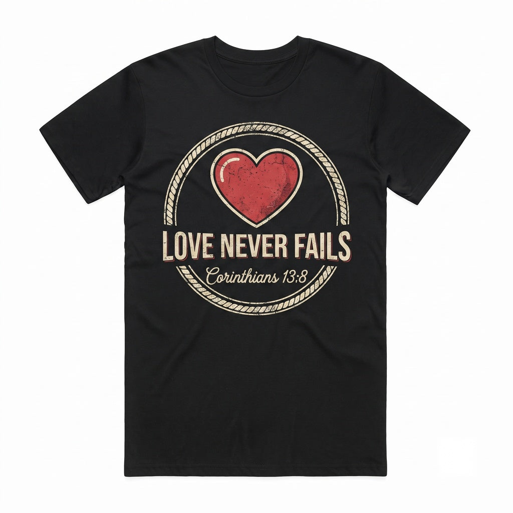 Love Never Fails Sweatshirt Christian Crewneck Bible Verse Religious Valentines Day Gift 1 Corinthians 13 8 Apparel Unisex TShirt