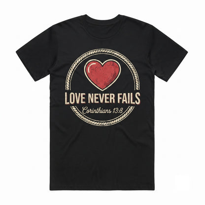 Love Never Fails Sweatshirt Christian Crewneck Bible Verse Religious Valentines Day Gift 1 Corinthians 13 8 Apparel Unisex TShirt