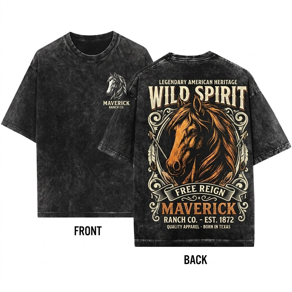 Vintage Wild Mustang Graphic Western Cowgirl Rustic Country Gift Unisex Wash T-Shirt