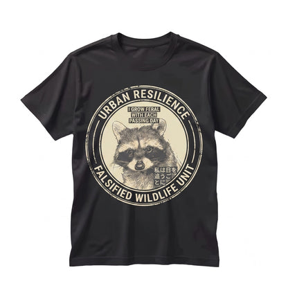 Vintage Japanese Style I Grow Feral Raccoon Graphic Novelty Unisex TShirt