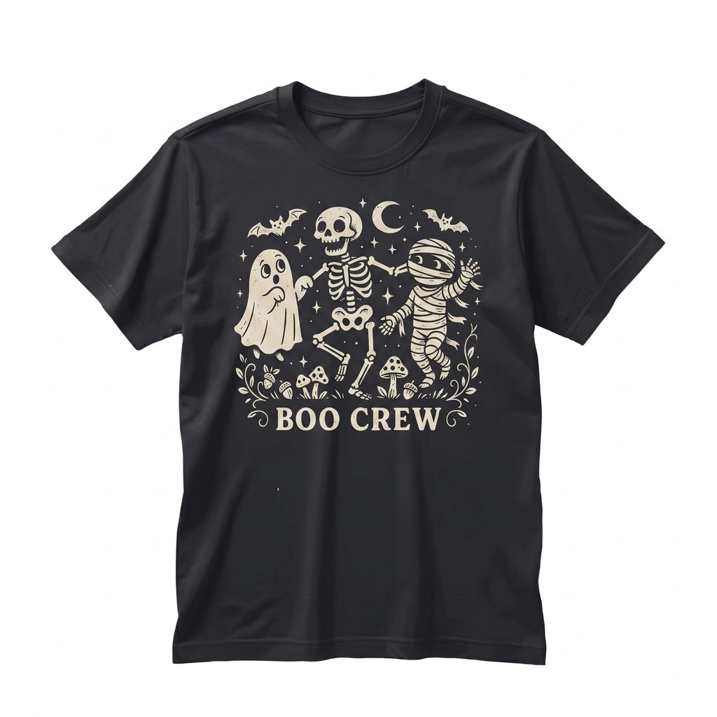 Boo Crew Halloween Cute Ghost Skeleton Mummy Graphic Apparel Unisex TShirt