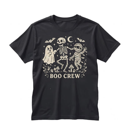 Boo Crew Halloween Cute Ghost Skeleton Mummy Graphic Apparel Unisex TShirt