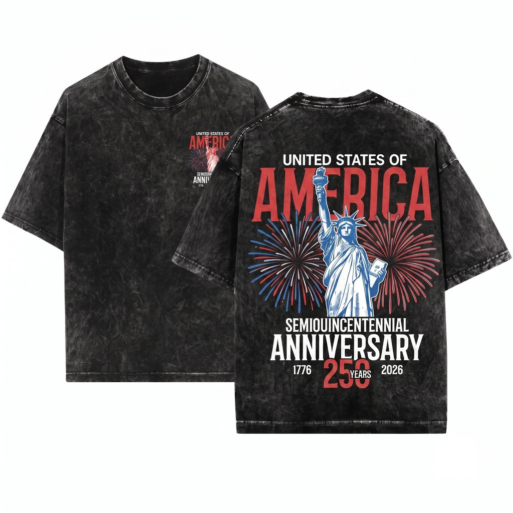Statue Of Liberty United States Semiquincentennial 250 Years Patriotic USA Unisex Wash T-Shirt