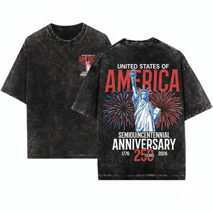 Statue Of Liberty United States Semiquincentennial 250 Years Patriotic USA Unisex Wash T-Shirt