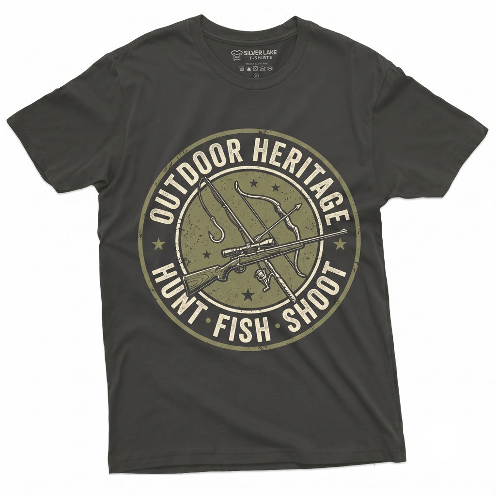 American Flag Hunting Fishing USA Hunter Fisher Outdoorsman Patriotic Gift Unisex TShirt