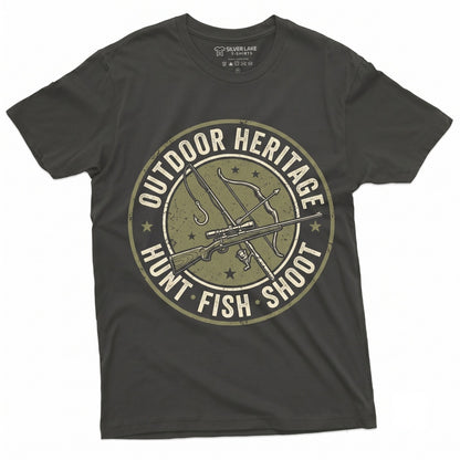 American Flag Hunting Fishing USA Hunter Fisher Outdoorsman Patriotic Gift Unisex TShirt