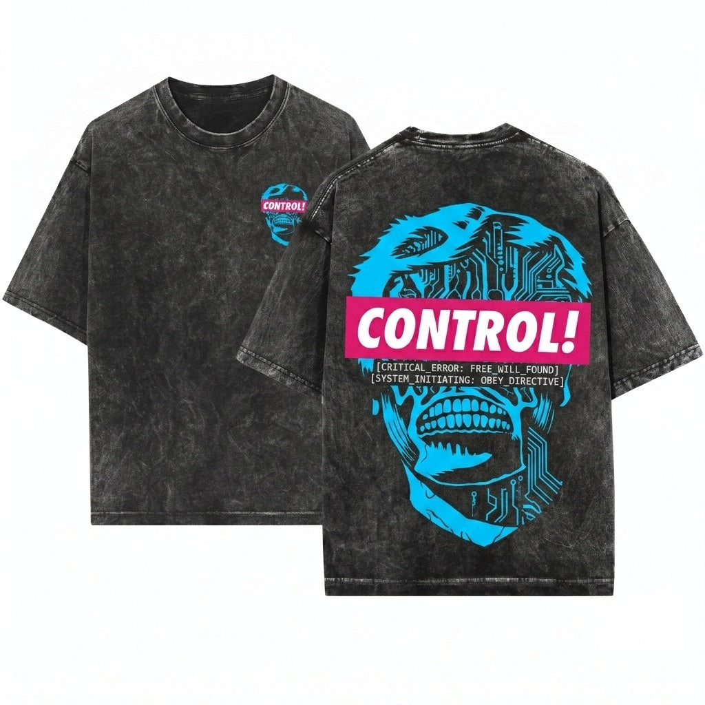 Retro 80s Sci-Fi Alien They Live Graphic Unisex Wash T-Shirt