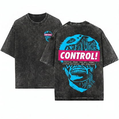 Retro 80s Sci-Fi Alien They Live Graphic Unisex Wash T-Shirt