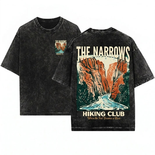 Zion National Park The Narrows Hiking Club Vintage Graphic Unisex Wash T-Shirt