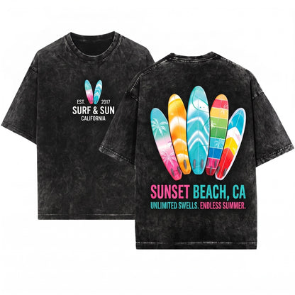 Australia Aussie Coastal Ocean Beach Surfer Graphic Gift Unisex Wash T-Shirt