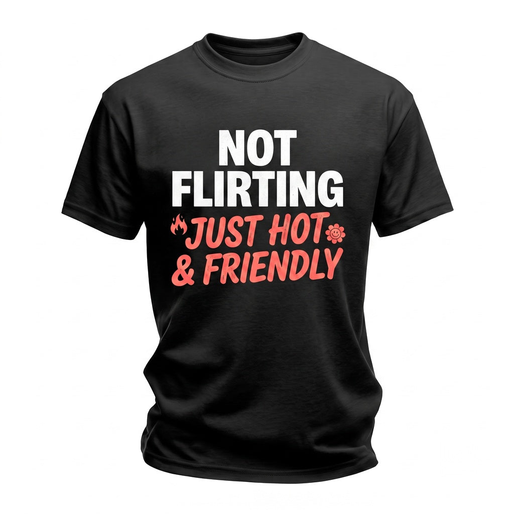 I’m Not Flirting I’m Just Hot And Friendly Funny Sassy Introvert Humor Viral Girl Summer Quote Apparel Unisex TShirt