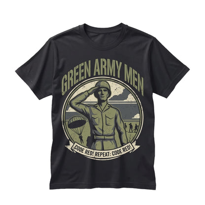 Green Plastic Army Men Theme Park Vacation Graphic Top, Retro Toy Soldiers Souvenir Apparel Unisex TShirt