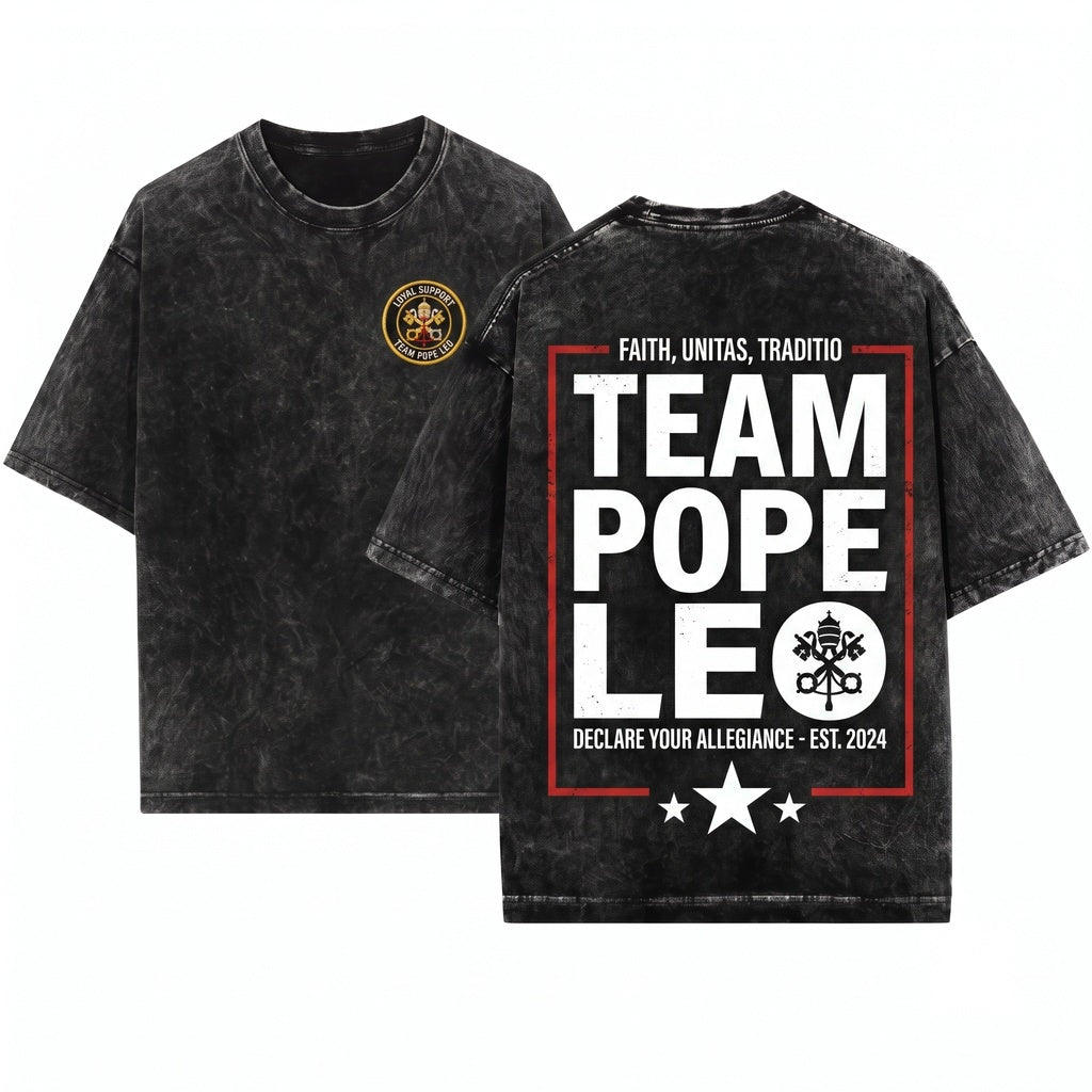 Team Pope Leo XIV Catholic Faith Graphic Religious Event Support Gift Unisex Wash T-Shirt