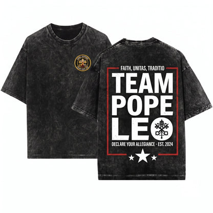 Team Pope Leo XIV Catholic Faith Graphic Religious Event Support Gift Unisex Wash T-Shirt