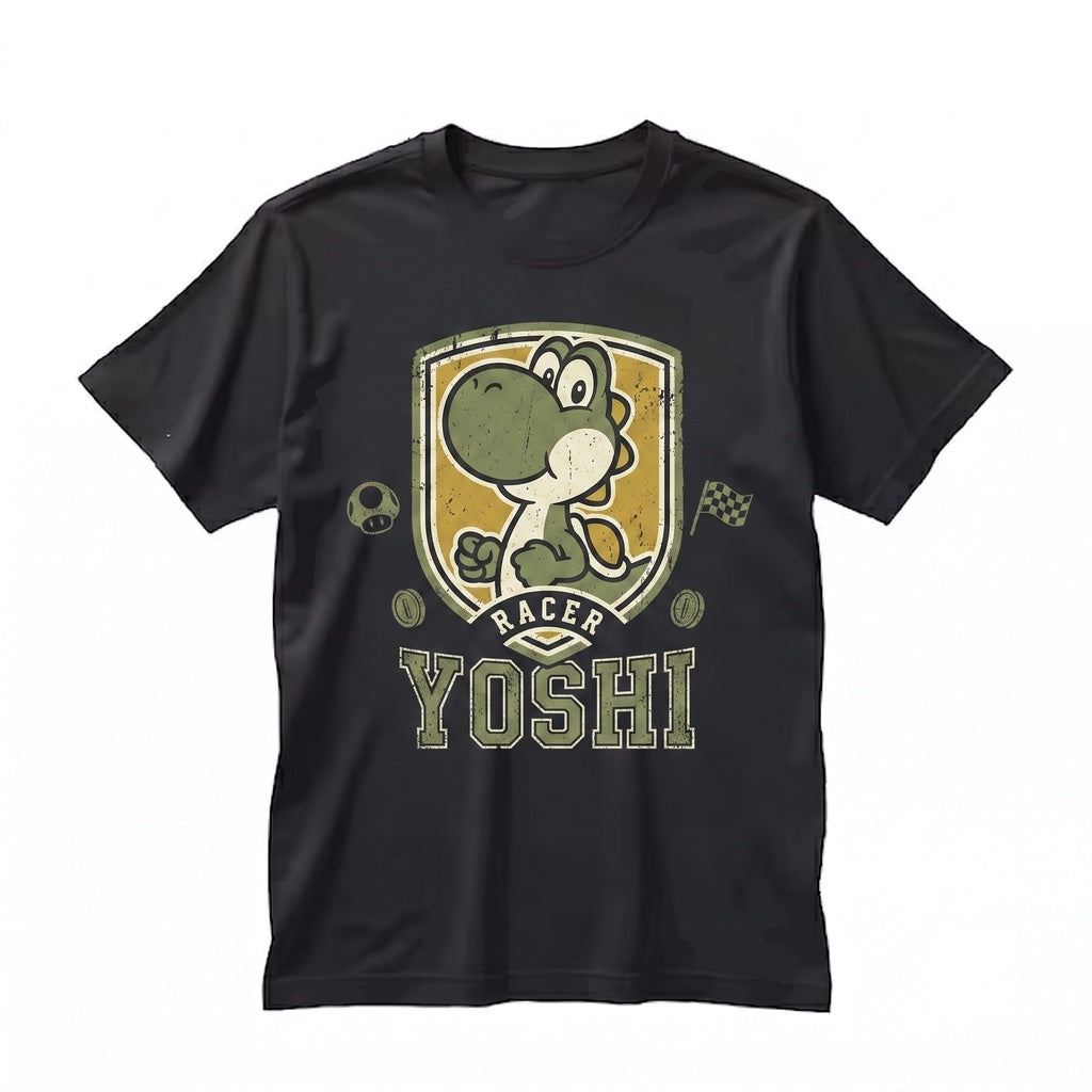 Retro Dinosaur Kart Racing Video Game Plumber Graphic Family Vacation Cotton Apparel Unisex TShirt