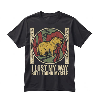 I Lost My Way Capybara Vintage Japanese Graphic Cotton Unisex TShirt