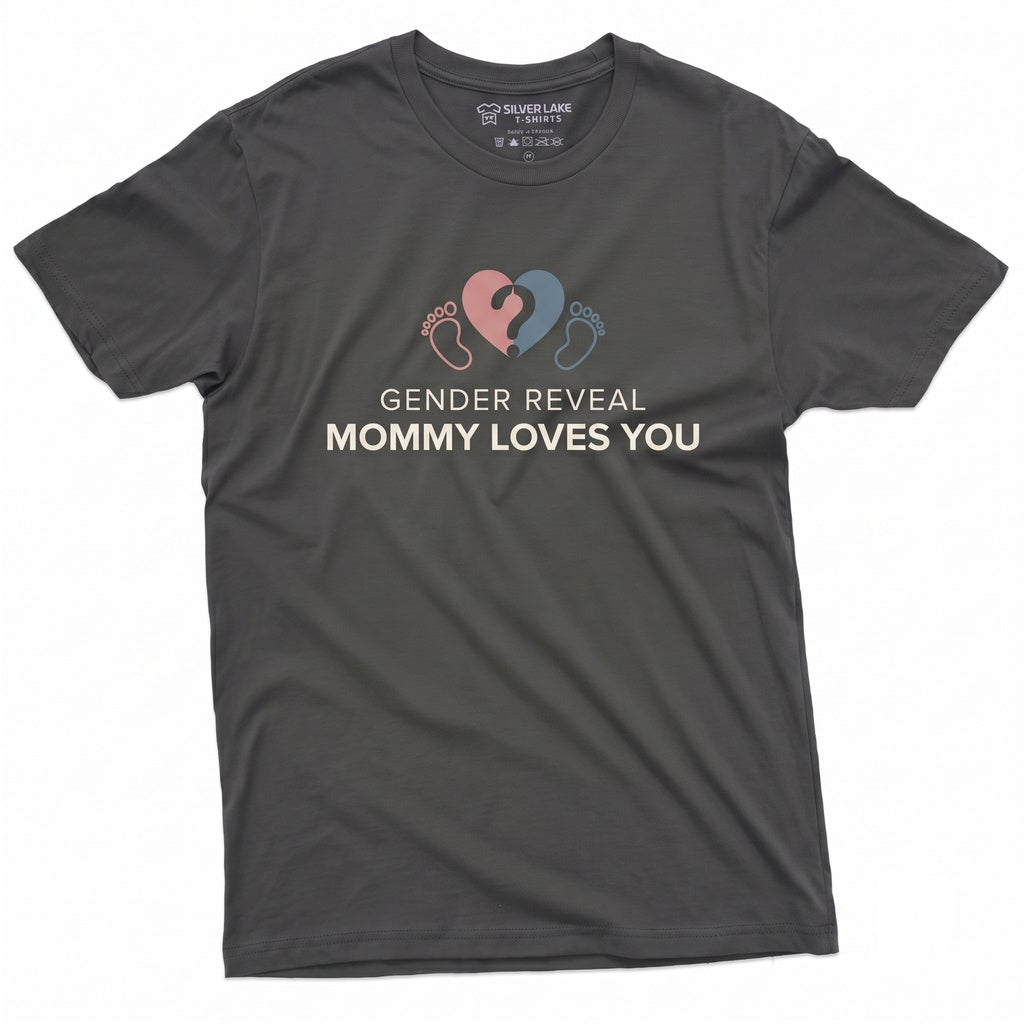 Pink Or Blue Mommy Loves You Gender Reveal Party Announcement Unisex TShirt