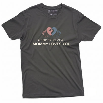 Pink Or Blue Mommy Loves You Gender Reveal Party Announcement Unisex TShirt