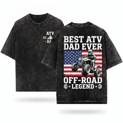 Best ATV Dad American Flag 4 Wheeler Off Road Quad Father Gift Unisex Wash T-Shirt