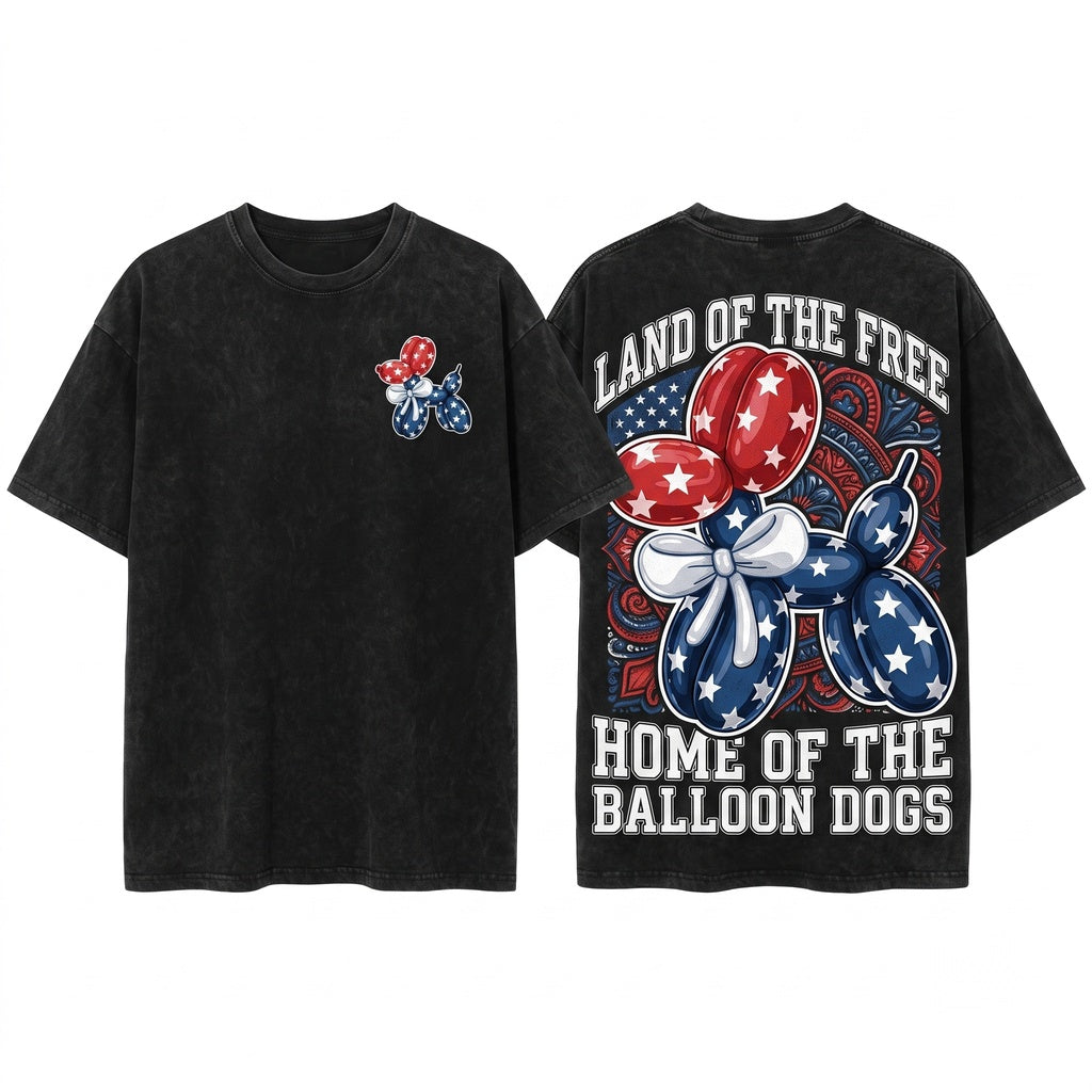 Retro Patriotic Dog 4th of July America USA Unisex Wash T-Shirt