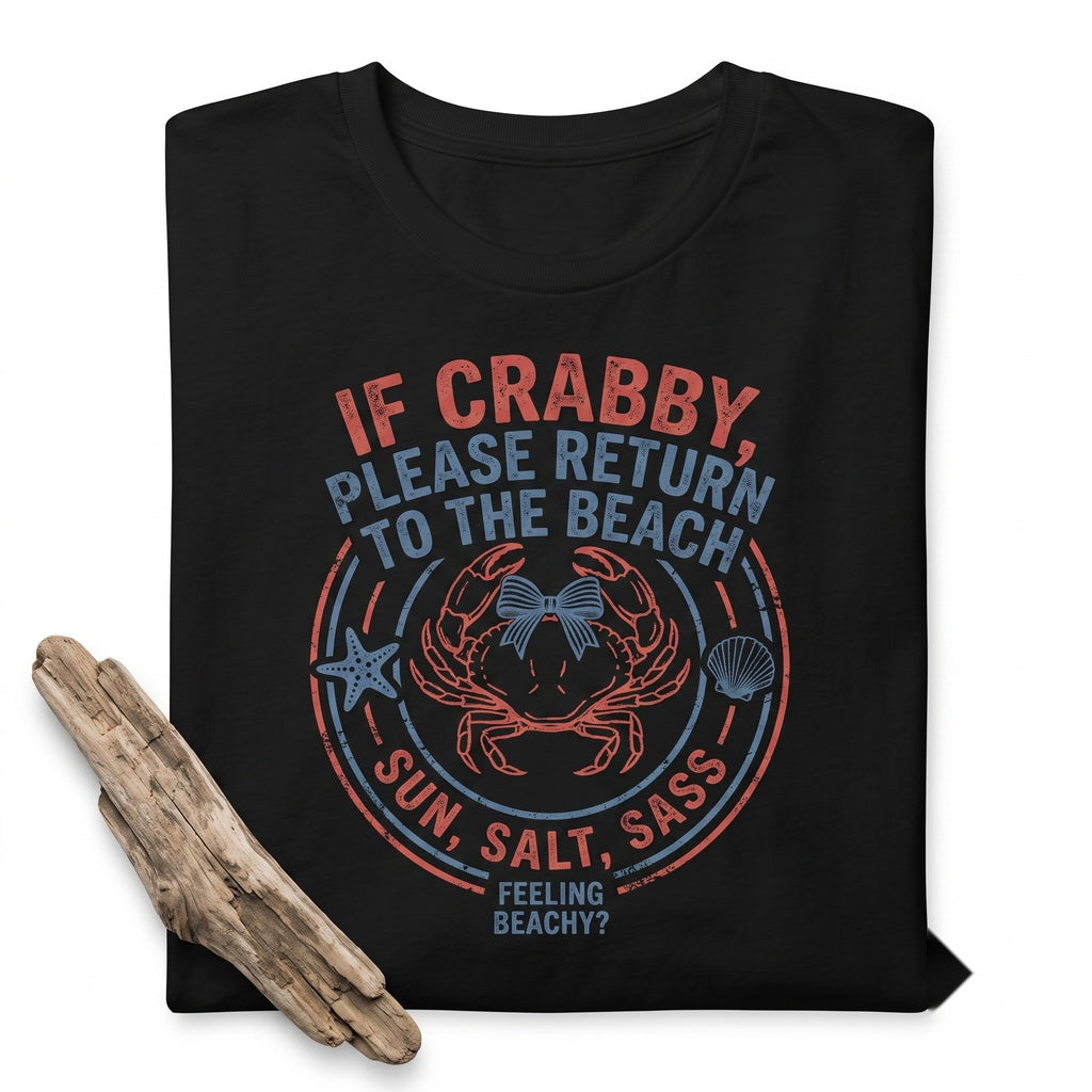 If Crabby Please Return To The Beach Funny Crab Lover Summer Holiday Vacation Graphic Apparel Unisex TShirt