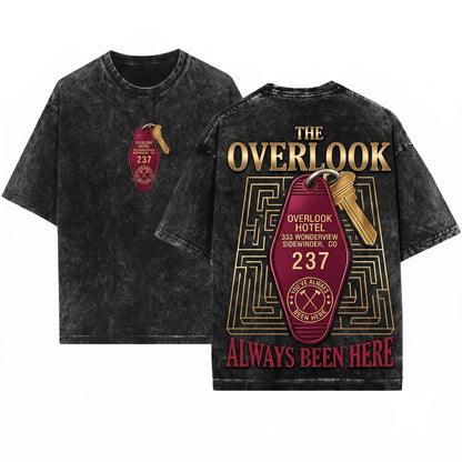 Overlook Haunted Hotel Room 237 Key Horror Movie Graphic Vintage Cult Cinema Unisex Wash T-Shirt