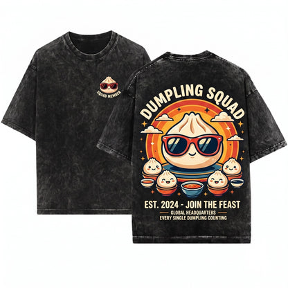 Vintage Funny Soup Dumpling Squad Asian Cuisine Foodie Gift Friends Unisex Wash T-Shirt