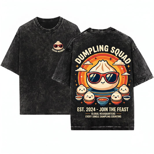 Vintage Funny Soup Dumpling Squad Asian Cuisine Foodie Gift Friends Unisex Wash T-Shirt