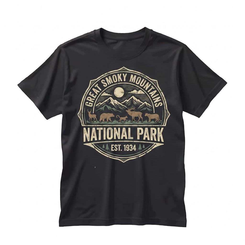 Great Smoky Mountains National Park Vintage Nature Hiking Graphic Cotton Apparel Unisex TShirt