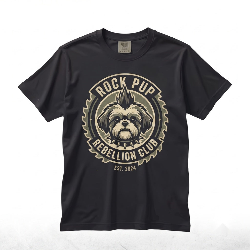 Funny Vintage Punk Rocker Goth Shih Tzu Dog Mom Pet Lover Graphic Gift Unisex TShirt