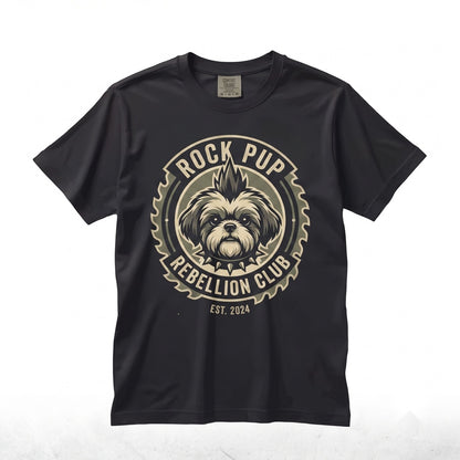 Funny Vintage Punk Rocker Goth Shih Tzu Dog Mom Pet Lover Graphic Gift Unisex TShirt
