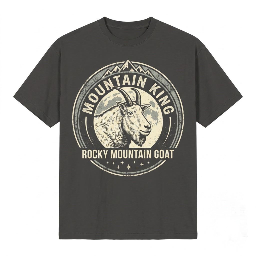 Retro Mountain Goat Moon Wildlife Graphic Vintage Animal Lovers Oversized Unisex TShirt