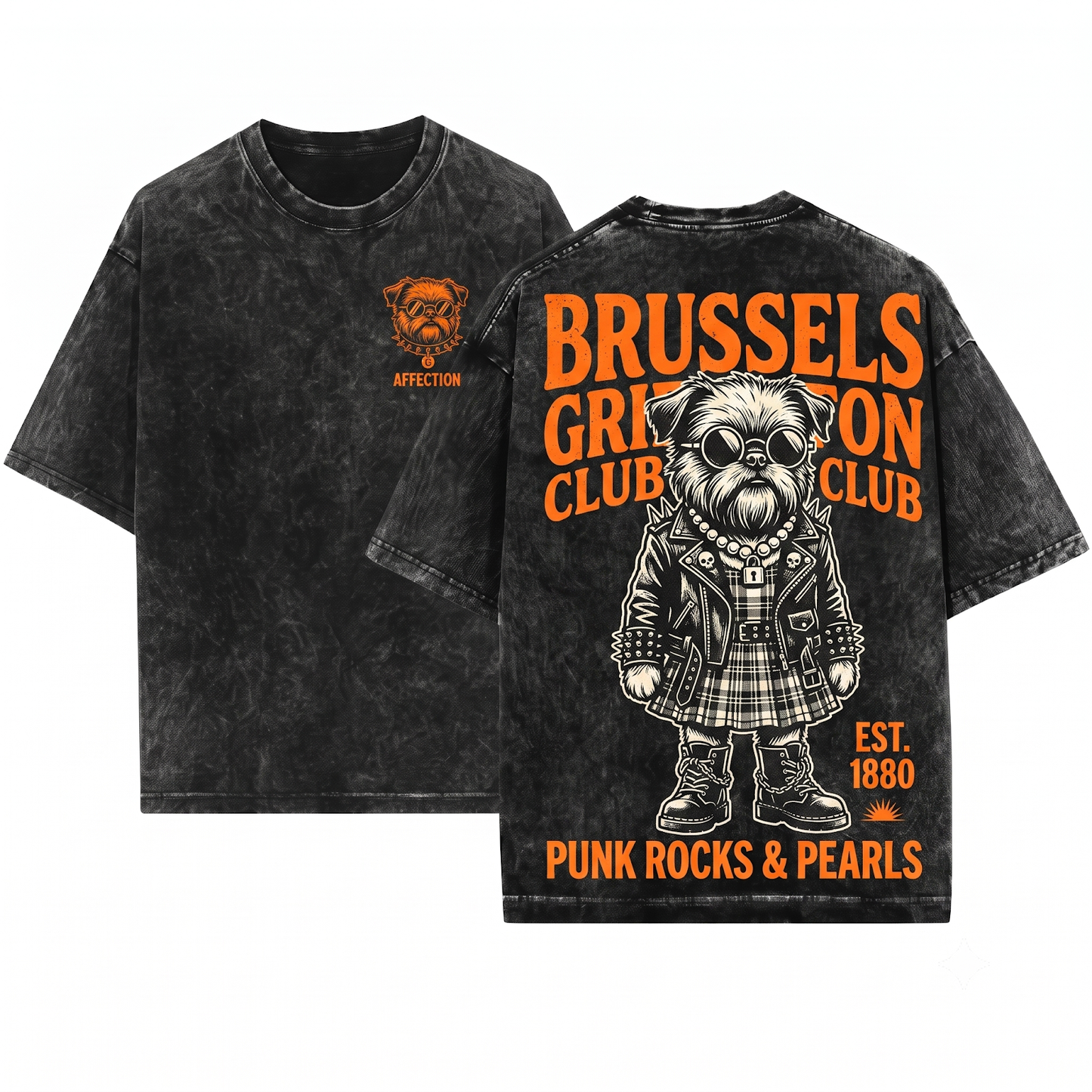 Cute Brussels Griffon in Dress Shirt Funny Girly Vintage Puppy Dog Mom Dad Gift Unisex Heavyweight Garment-Dyed T-Shirt