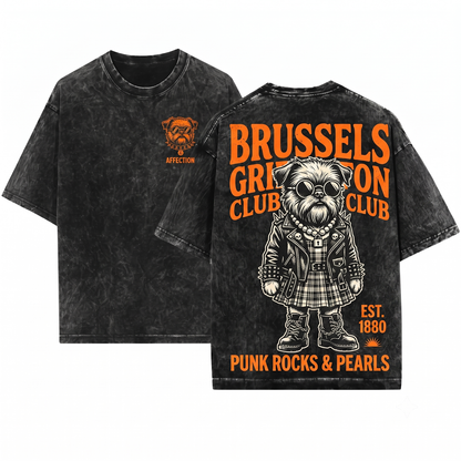 Cute Brussels Griffon in Dress Shirt Funny Girly Vintage Puppy Dog Mom Dad Gift Unisex Heavyweight Garment-Dyed T-Shirt