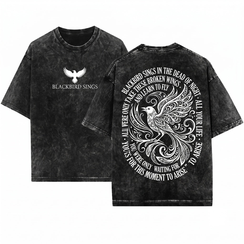 Blackbird Singing In The Dead Of Night Lyrics Classic Rock Music Tee Unisex Wash T-Shirt