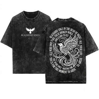 Blackbird Singing In The Dead Of Night Lyrics Classic Rock Music Tee Unisex Wash T-Shirt