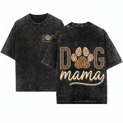 Dog Mama Leopard Paw Sweatshirt Cotton Polyester Apparel Unisex Wash T-Shirt