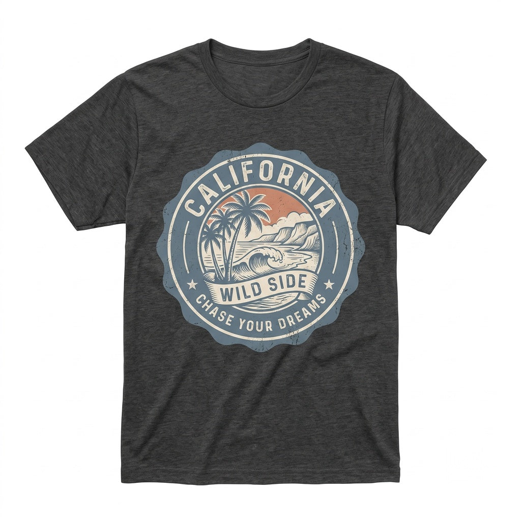 Retro California Palm Tree West Coast Beach Surf Vintage Souvenir Graphic Apparel Unisex TShirt