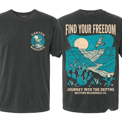 Classic Canyon Desert Moonlit Southwest Nature Vintage Outdoor Scenic Adventure Gift Unisex Wash T-Shirt