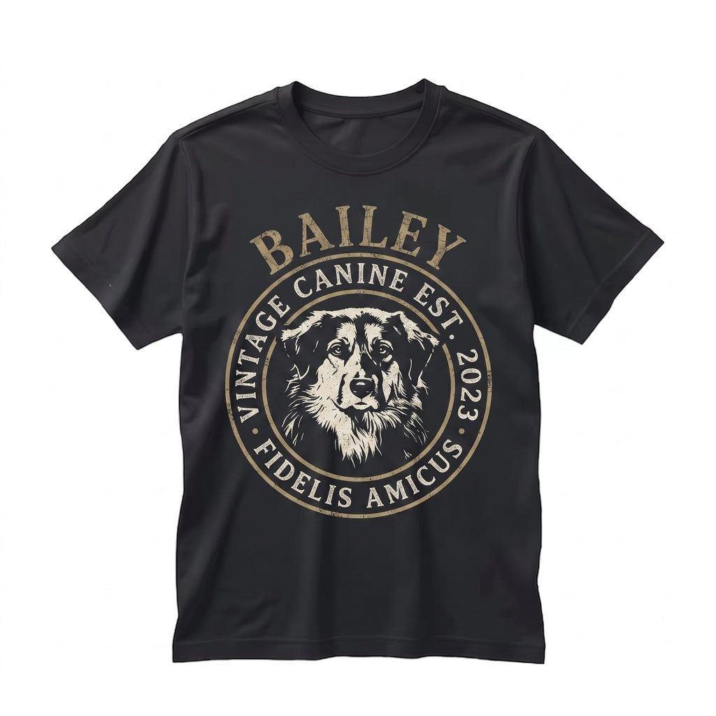 Personalized Dog Dad Photo Name Portrait Pet Lover Vintage Gift Unisex TShirt