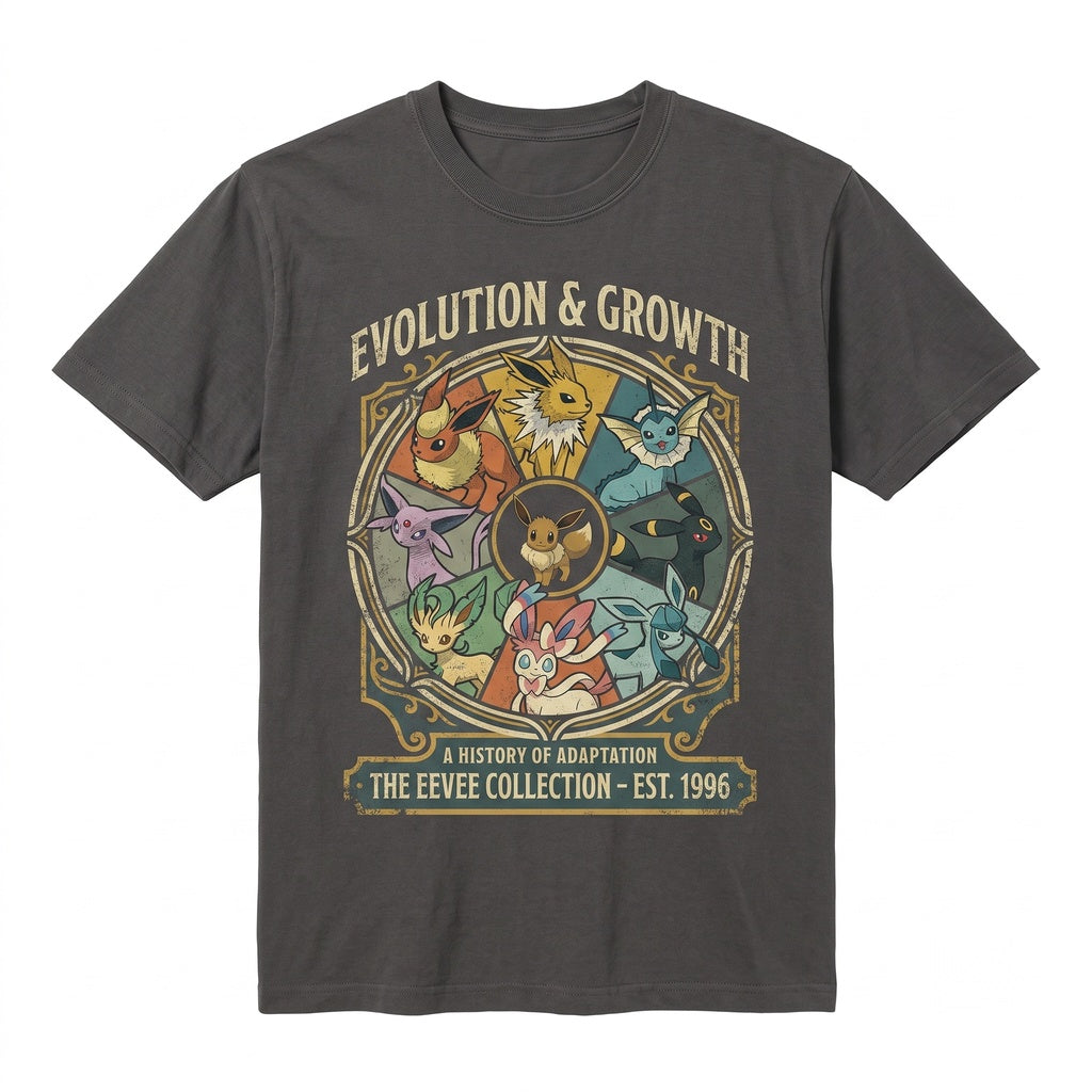 Eevee Evolutions Graphic Top, Cute Anime Monster Gamer Apparel, Nostalgic Japanese Video Game Fan Gift, Unisex TShirt