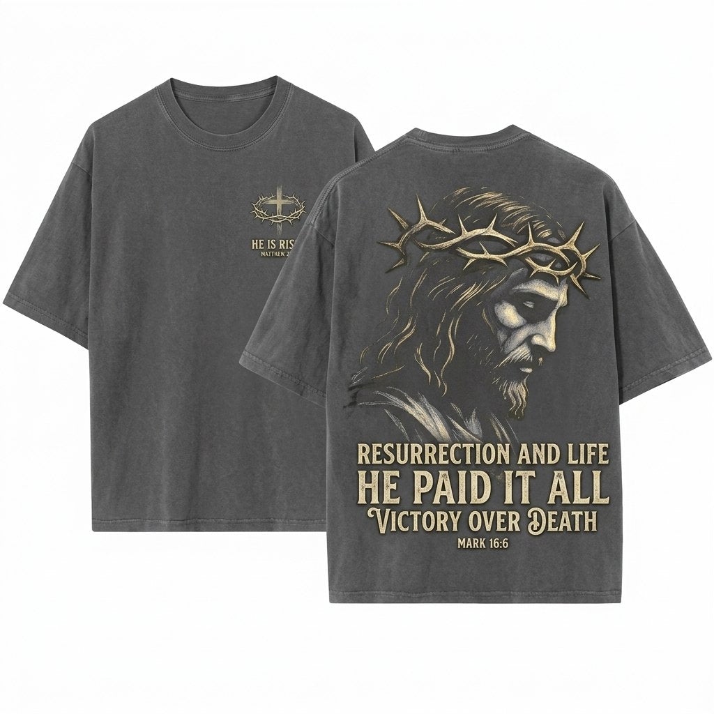 Jesus Crown of Thorns Christian Faith Graphic Vintage Spiritual Easter Christ Unisex Wash T-Shirt