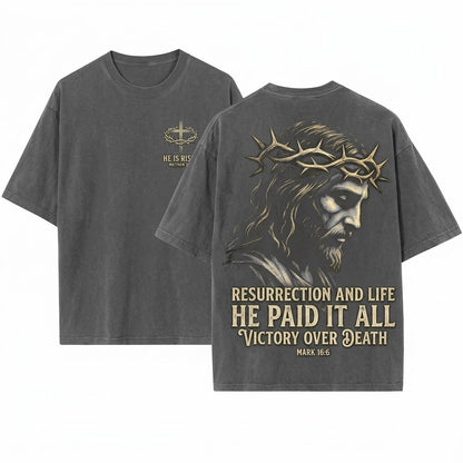 Jesus Crown of Thorns Christian Faith Graphic Vintage Spiritual Easter Christ Unisex Wash T-Shirt