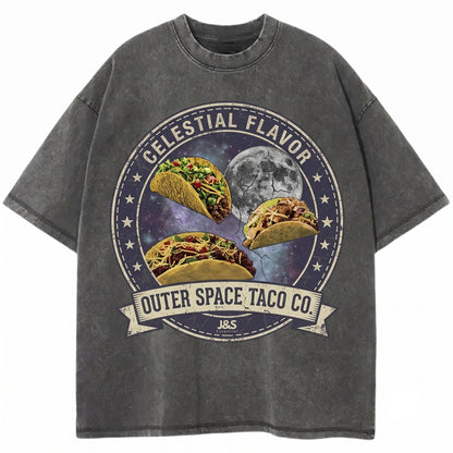 Three Taco Moon Funny Retro Galaxy Celestial Mexican Snack Cosmic Graphic Gift Unisex TShirt