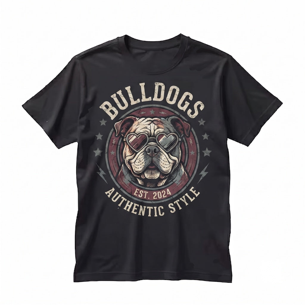 Neon Bulldogs Mascot Back To School Sports Logo Apparel Unisex TShirt